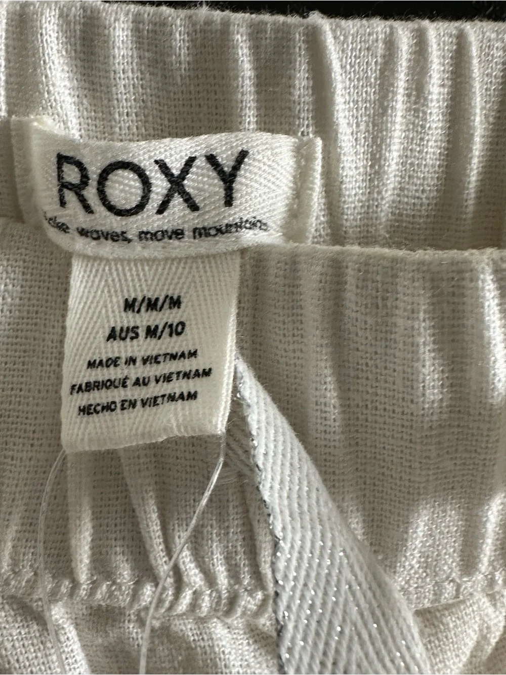 Women’s Roxy White/Off-White Drawstring Pants - Picture 4 of 5